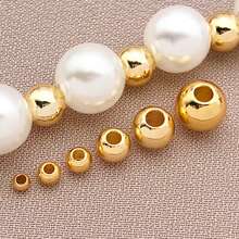 10颗优雅简约铜镀18K金、厚银色和铂金色抛光圆形隔珠DIY手链项链耳环套装，适合婚礼派对 - 彩色 - 查看 8