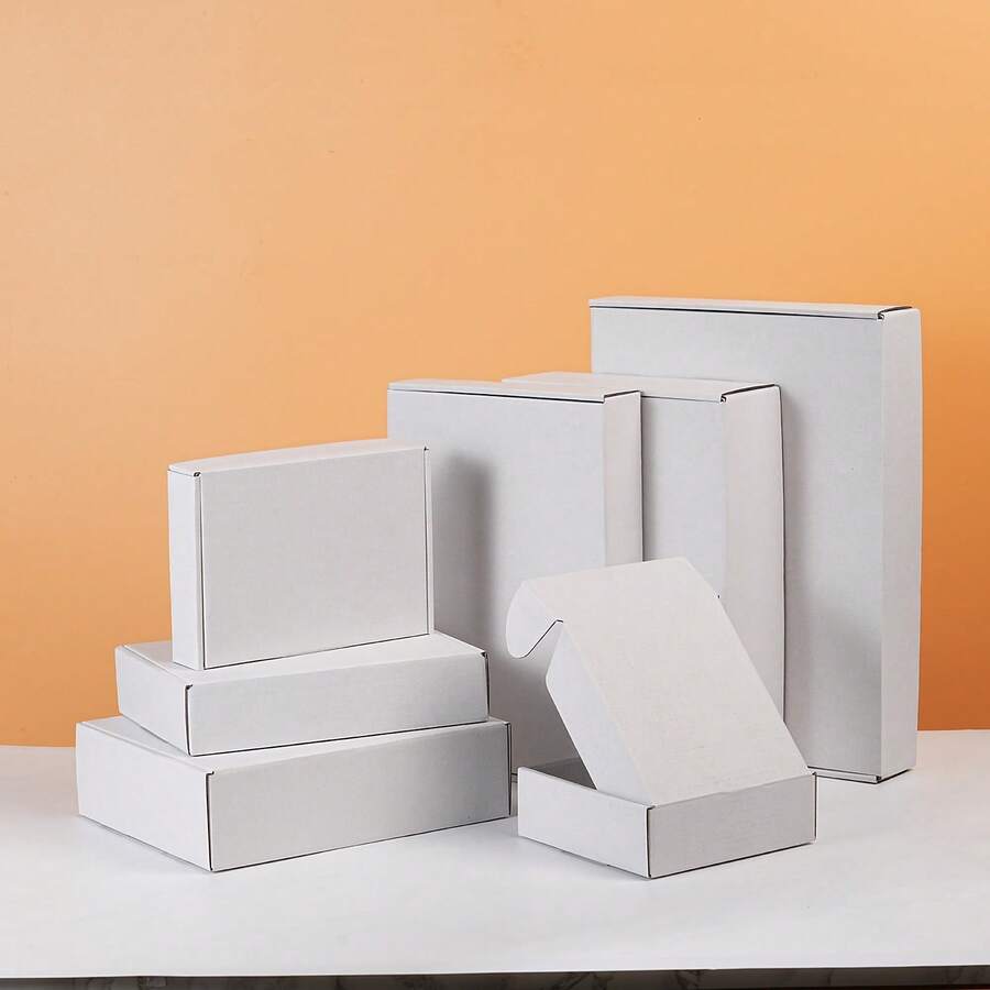 8 hộp giấy sóng màu trắng, hộp đóng gói đơn giản cơ bản, thùng carton bưu điện, vật liệu đóng gói, hộp vận chuyển hàng không, hộp quà tặng, hộp bìa cứng sóng, thích hợp cho các doanh nghiệp nhỏ vận chuyển và đóng gói sản phẩm. - Hộp máy bay màu trắng - Xem 1