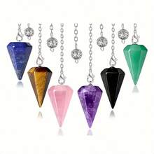 3/6/9 Pcs Set Multicolor Crystal Pendant, Artificial Quartz Colorful Gemstone Fairy Tear Drop Crystal Pendant - Multicolor - View 12