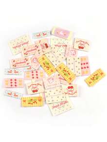 20pcs 2.5-5cm Mixed Color Cherry/Dessert Pattern Fabric Labels, Edging Trim, DIY Sewing Accessories For Bags, Hats, Scarves, Clothing - Multicolor Mixing - View 4