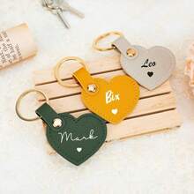 Llavero de cuero con forma de corazón personalizable - Llavero con nombre personalizado, regalo para amigos, propuesta de dama de honor, regalo de cumpleaños/aniversario personalizado, llavero de cuero personalizado - Multicolor - Ver 7