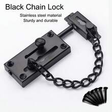 1 PC Heavy-Duty Stainless Steel Security Chain, Black Door Lock Chain, Hotel Room Door Lock, Thickened Security Door Lock Chain, Flame Resistant And Burglarproof, Suitable For Indoor And Front Door Security | Sturdy | Stylish Design - Black - View 2