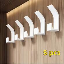 Set Of 5 Easy-Install Adhesive Wall Hooks - Space-Saving Sticky Towel And Coat Hooks, Modern Design, Made Of Plastic, Suitable For Bathrooms, Bedrooms, And Home Organization, Utility Hooks - Multicolor - View 10