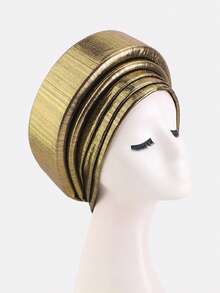 1pc Women's Metallic Foil Layered Sponge Headscarf, Headwrap, Suitable For Daily Use - Multicolor - View 12