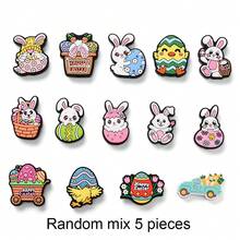 5颗复活节硅胶珠，可爱兔子造型带孔珠子，DIY串珠，手工饰品配件 - 彩色 - 查看 19