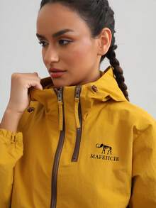 1pc Women's Lightweight Outdoor Sports Running Hiking Jacket, Spring/Autumn Long Sleeve Casual Zip-Up Hooded Softshell - Yellow - View 15
