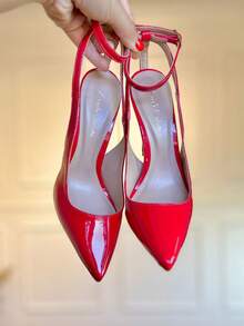 ANGELA GALVAO Open Toe Slingback Pumps With Buckle Autumn Winter Luxury Feminine Glamour Comfort - 紅色 - 查看 1