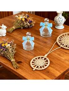 12 peças/Conjunto Garrafas de Água Benta Católica, Recipientes de Vidro Transparente de 50ml com Emblema da Cruz, Laço de Renda, Saco de Organza, Adequado para Comunhão, Batismo, Casamento e Outras Ocasiões (Azul) - Multicolorido - Visão 4