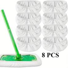 8 Pieces Of White Mop Cloth, Reusable Mop Cloth, Textured Cleaning Surface, Efficient Removal Of Dirt, Compatible With Most Mops, Suitable For Multi-Purpose Dry And Wet Floor Cleaning, Dry And Wet Flat Mop Cover, Preferred For Home Cleaning, Cleaning Accessories - trắng - Xem 10