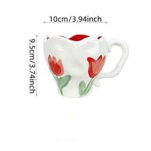 Creative Handmade Asymmetrical Tulip & Lily Ceramic Mug, Hand-Painted Breakfast Coffee Cup, Milk Cup, Water Cup, Tea Cup - Multicolor - View 6