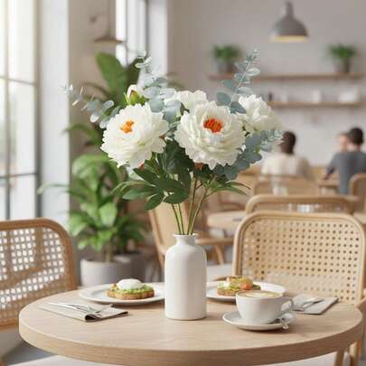 1/2PCS/4PCS/26.38-Inch Elegant High-Fidelity Silk Fabric Round Large Flowered Peony Branch. The Petals Have Rich Layers And A Realistic Texture. It Can Be Freely Matched With Various Vases And Is Suitable For Use In Living Room Coffee Tables, Dressing Tables, Office Desks, Hotel Guest Rooms, And Shop Window Displays.