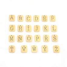 1对时尚不锈钢字母吊坠圆形耳环（女士款） - 金黃色 - 查看 4