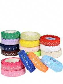 Self-Adhesive Lace Ribbon Tape, Boho Vintage Style Decorative Sticker, Crochet Lace Trim For Wedding Decoration, Party Decor, Gift Packaging - 1 Roll (55.12 Inches/140cm) - Multicolor - View 8