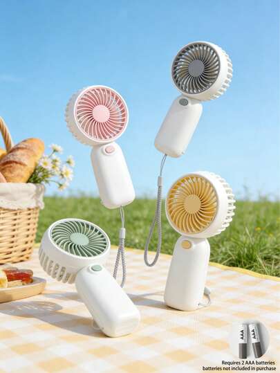 1个便携式手持风扇，小型个人睫毛风扇，适用于女性化妆、办公室、户外、夏季（不含电池，需自备AAA电池）