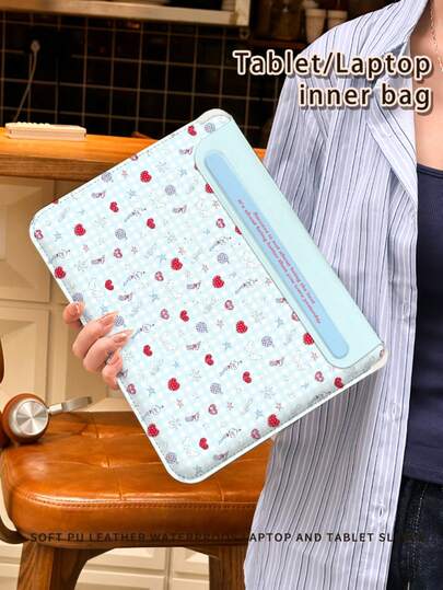 One Piece: Checkered Heart Pattern PU Leather Magnetic Closure Inner Bag, Suitable For Tablets/Laptops, Compatible With MacBook Pro 15, Air 13, Galaxy TAB S10 Ultra, And Metabook 14 Inches. Waterproof And Stain-Resistant, Easy To Carry, Can Be Used As A Mouse Pad, An Essential Laptop Bag For Work/Study/Travel.