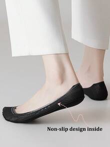 1/3/6双装春夏冰丝船袜，女士防滑，防后跟滑脱，隐形袜，薄款低帮袜，透气凉爽袜 - 彩色 - 查看 8