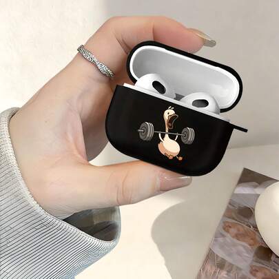 Duck Weightlifting Goose Funny Fitness Cute Earphone Case, Transparent TPU Material, Minimalist And Practical, Compatible With AirPods 3/4/Pro/Pro2/Pro3, Great Birthday Gift For Boyfriend/Girlfriend/Friend