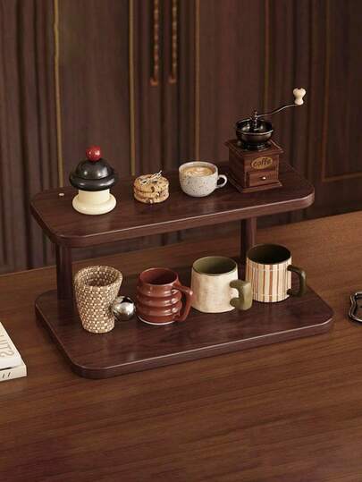 Soporte de taza de escritorio - Estante de varios niveles ideal para tazas de café, té y agua, perfecto para cocinas, salas de estar o escritorios. También acomoda pequeñas plantas en maceta para satisfacer diversas necesidades de almacenamiento. Estante de pie.