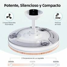 ostarkdom Iotostark Retractable LED Ceiling Fan, 106cm, 3 Blades, 72W Total Power, No App, With Remote Control, Timer, 6 Speeds, 3 Light Temperatures, Summer-Winter Function, Silent, White Iotostark-Leduni - Orange - View 5