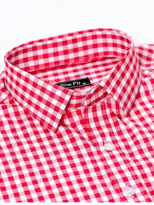 Men's Casual Comfortable Checkered Shirt - Đỏ - Xem 4