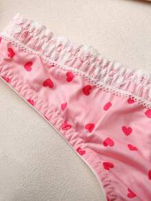 2pcs Women's Sexy Embroidered Mesh Sheer Camisole Bra Set, Suitable For Party And Carnival Wear - Pink - View 6