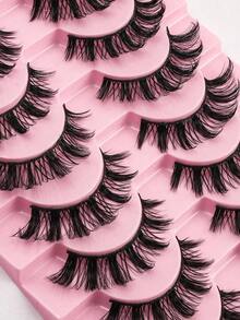 10 Pairs Of Russian Style False Eyelashes, D Curl Thick & Fluffy Lashes Suitable For Daily And Party, Charming Eye Makeup, Travel Essential Strip Lashes, Lashes, Eyelashes, Fake Lashes - Lông mi mềm mại - Xem 7