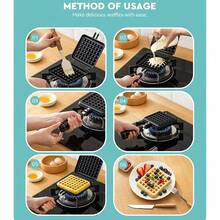 1件经典方形/圆形铝制烘焙模具，华夫饼机和煎锅烹饪用具 - 黑色 - 查看 3