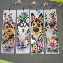 DIY Diamond Painting Bookmarks Set - 4 Cute Dog Patterns With Sparkling Crystal Pendants, Ideal Handicraft Kit For Beginners, Suitable For Home And Office Use - No Frame - View 9