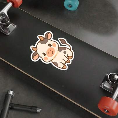 3/6/12张卡通奶牛贴纸，卡通风格贴纸，笔记本贴纸，办公贴纸，适用于多种场景