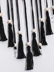 黑色新月流苏壁挂，哥特式星空捕梦网，波西米亚风巫术墙饰，女巫祭坛装饰，波西米亚风卧室及客厅装饰，月亮星辰绳索挂毯，哥特式家居装饰，异教巫术礼物，神秘灵性空间墙饰 - 彩色 - 查看 12