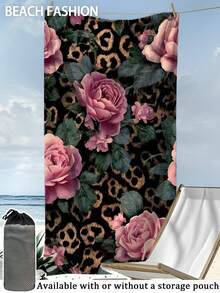 Khăn tắm biển sợi nhỏ siêu mềm, nhanh khô 250g | Có các kích thước 70*140cm/90*180cm | Họa tiết da báo và hoa lá nghệ thuật | Khăn tắm và bơi lội di động thấm hút cao, trang trí phòng tắm, thích hợp cho bãi biển, bơi lội, du lịch, cắm trại, tập thể dục mùa hè - Nhiều màu - Xem 12