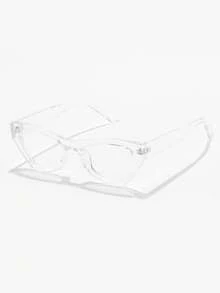 男女通用透明塑料猫眼框眼镜，适合电脑阅读/游戏/电视/手机使用，轻便时尚光学眼镜框 - 無色 - 查看 3