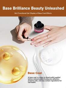 Gel Base Coat, Base Gel Nail Polish Upgraded Formula Long-Lasting Soak Off U V LED Lamp Needed DIY Home And Nail Salon Gifts For Women - 8ml Black Cap - View 3