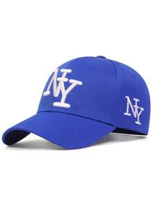 刺绣平沿可调节棒球帽，春秋季防晒休闲帽，Y2K风格男女通用嘻哈帽 - 多款 - 查看 7