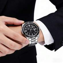 CURREN Men's Fashion Quartz Waterproof Stainless Steel Band Calendar Wrist Watch - Multicolor - View 2