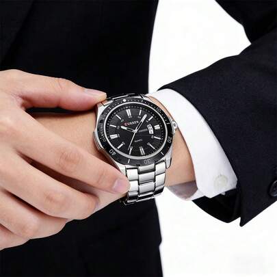  CURREN Men Watch Fashion Quartz Waterproof Stainless Steel Strap With Date Wristwatch For Male
