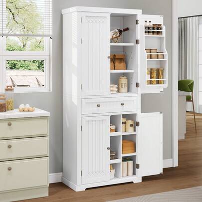 BALCONERA 182,5 cm Hochschrank Küche | Küchenschrank Vorratsschrank mit Schubladen & verstellbaren Ablagen – Buffetschrank & Esszimmerschrank für Küche und Wohnzimmer
