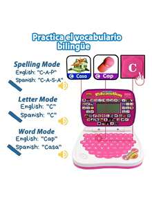 Mini Laptop Interactiva Educativa Español/inglés Niños - Rosa - Ver 4