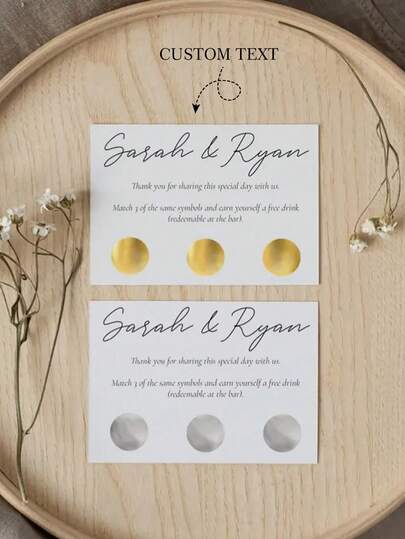 Personalized Wedding Scratch Card Gifts, Drink Vouchers, Customized Scratch Cards, Personalized Cards, Customized Greeting Cards, Personalized Wedding Scratch Cards, Guest Favors, Customizable, Unique Guest Souvenirs, Customized Wedding Scratch Card Favors, Unique Wedding Gifts, Free Drink Game Cards For Wedding Banquet, Customized Design, Wedding Reception Scratch Card Games, Fun Guest Interactions, Customizable Name And Date Favors