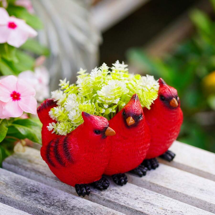 树脂红鸟花盆——这款造型别致、充满奇思妙想的花盆，设计灵感源自身着红袍的僧侣，底部设有排水孔。是送给爱鸟人士的绝佳礼物。 - A - 查看 1
