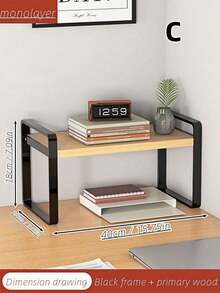1 chiếc kệ để bàn nhiều tầng bằng gỗ và kim loại, thích hợp làm giá sách cho học sinh, kệ trưng bày máy tính văn phòng, kệ đựng đồ nhà bếp, kệ đựng đồ phòng tắm, hộp đựng mỹ phẩm, kệ lưu trữ đa năng. Phù hợp cho phòng khách, nhà bếp, phòng ăn, phòng tắm, phòng ngủ, làm quà tặng ngày lễ, v.v. - màu đen - Xem 13