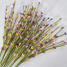 6支多色混纺手工扭曲高仿真柔和色调泡沫+金属丝结构复活节人造珠枝；清新春日，实心花枝设计+天然逼真的人造浆果枝，是手工DIY装饰、花枝摆设、春季装饰、复活节展示、花环点缀、花瓶插花和家居美化的理想之选。 - 彩色 - 查看 2