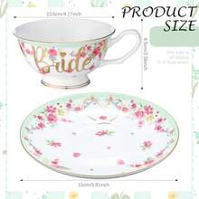 Rtteri - Juego de tazas de té y platillo para novia 7 onzas juego de tazas de té de porcelana para decoración de fiestas té de novia café elegante victoriano verde floral - Verde - Ver 2