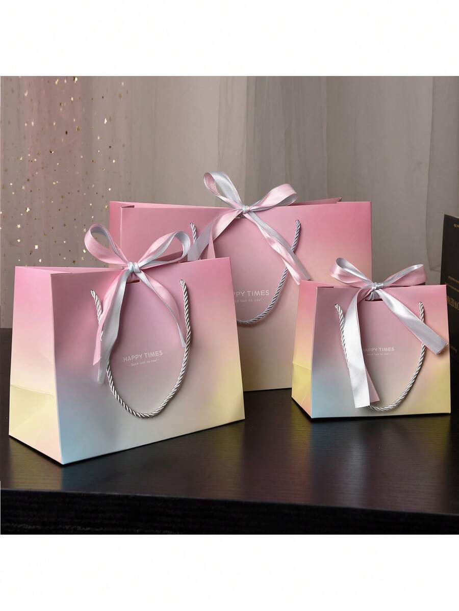 5 chiếc túi quà hoạt hình, túi có quai xách dùng để đựng quà tặng, quà lễ hội, đóng gói, gói quà, túi giấy. - Bánh Macaron - Xem 1