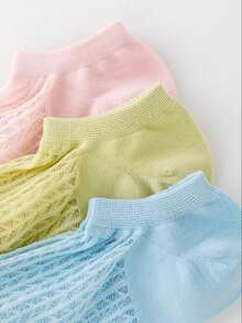 3/5/10 Pack Summer Thin Women's Socks, Hollow Mesh Short Socks, Breathable Low-Cut Plain Fresh Versatile Invisible Socks - Multicolor - View 2