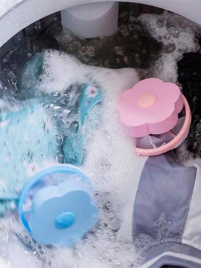 12/6/5pcs Flower Shape Washing Machine Lint Filter, Reusable Laundry Mesh Filter Bag, Floating Lint Catcher For Washer, Remove Pet Hair And Debris