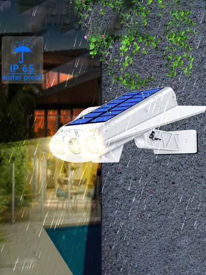 2pcs 3LED Airplane Model With Motion Sensor Wall Light, LED Outdoor Realistic Security Camera Solar Powered Floodlight, IP65 Waterproof Landscape Lighting For Home Decor, Garden, Path, Yard, Garage