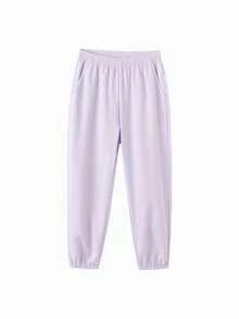Balabala Boys & Girls Summer Sport Pants 2026 Lightweight Quick-Dry Breathable Jogging Running Pants - Pink Purple - View 1