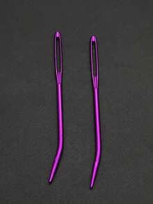 2支装毛衣缝纫针，粗弯针，大眼针，编织针，手工缝纫针 - 红色、蓝色、绿色、银色、紫色、橙色 - 鋁大眼彎頭手縫針 - 查看 7