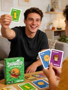 1pc Slapburger Fast-Paced Slapping Card Game | Family Party Board Game | For 2-6 Players, Ages 14+ | Burger Themed Fun Interactive Tabletop Game - Green - View 6